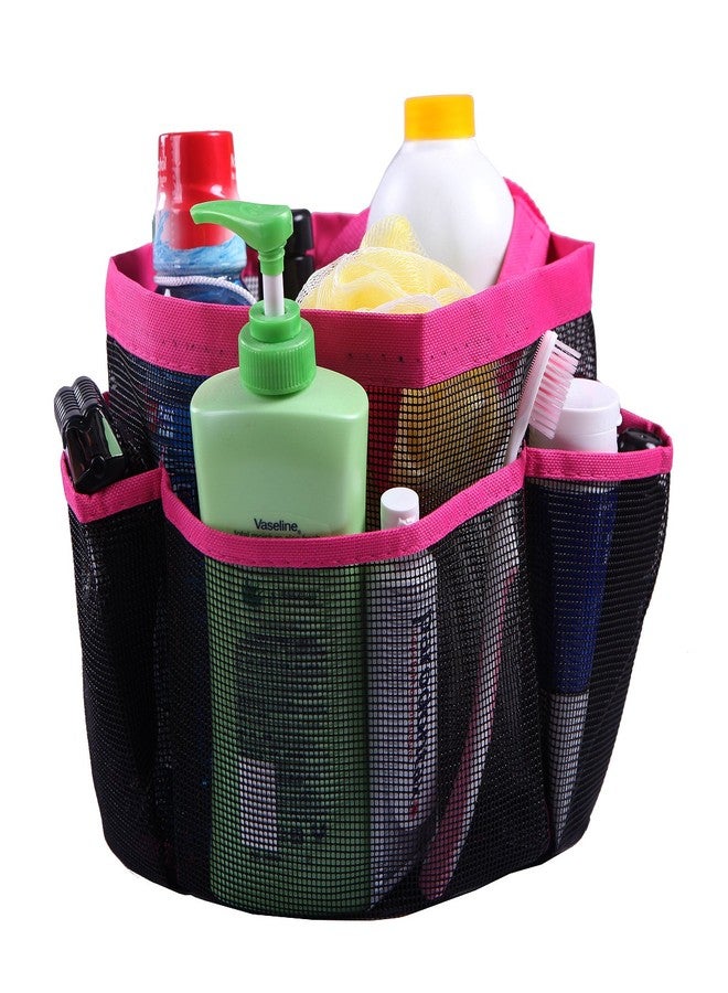 HDE Mesh Shower Caddy Portable - Quick Dry Tote for College, Camp, Bath, Dorm Essentials - Large Center Storage Basket with 7 Outer Pockets & Handles Pink - Image 4