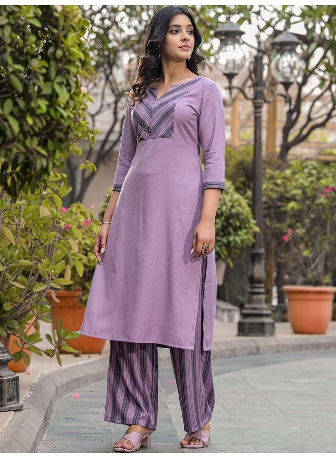 AKS AKS Striped Yoke Design Straight Kurta With Palazzos  - Image 5