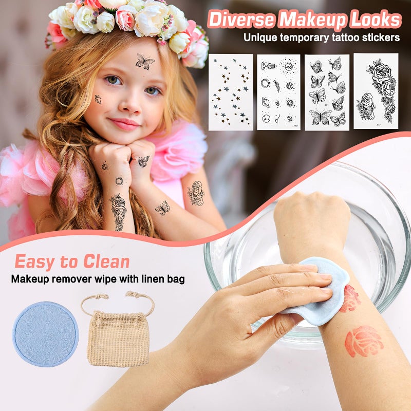 Anpro All-in-One Makeup Kit for Girls 10-12 with Case, Pro Teen Makeup Set, Tween Makeup Kit, Full Starter Make Up Kit with Brushes, Eyeshadow Palette, Blushes, Glitter Gel, Temporary Tattoo Stickers - Image 5