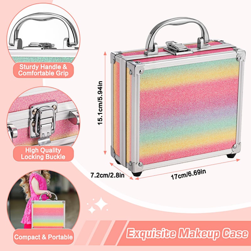 Anpro All-in-One Makeup Kit for Girls 10-12 with Case, Pro Teen Makeup Set, Tween Makeup Kit, Full Starter Make Up Kit with Brushes, Eyeshadow Palette, Blushes, Glitter Gel, Temporary Tattoo Stickers - Image 4