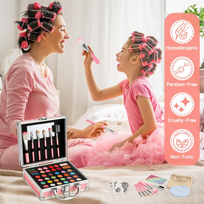 Anpro All-in-One Makeup Kit for Girls 10-12 with Case, Pro Teen Makeup Set, Tween Makeup Kit, Full Starter Make Up Kit with Brushes, Eyeshadow Palette, Blushes, Glitter Gel, Temporary Tattoo Stickers - Image 3