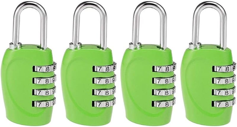 4 Digit Combination Padlock Zinc Alloy Green 4mm Shackle 4 Pcs Set - Image 1