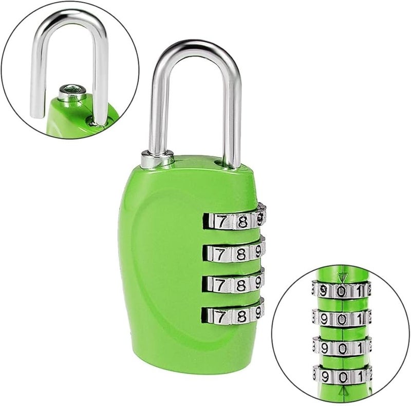 4 Digit Combination Padlock Zinc Alloy Green 4mm Shackle 4 Pcs Set - Image 4