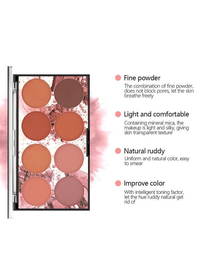 NewBang 8 Colors Blush Palette Matte Mineral Blush Powder Bright Shimmer Face Blushcontour And Highlight Blush Paletteprofessional Facial Beauty Cosmetic Makeup Blush - Image 4