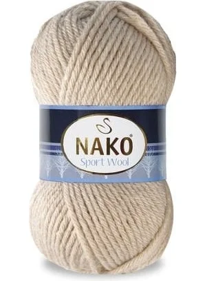 ناكو Sport Wool 23116 5 Pieces Scarf Beanie Poncho Cardigan Yarns Sand Beige