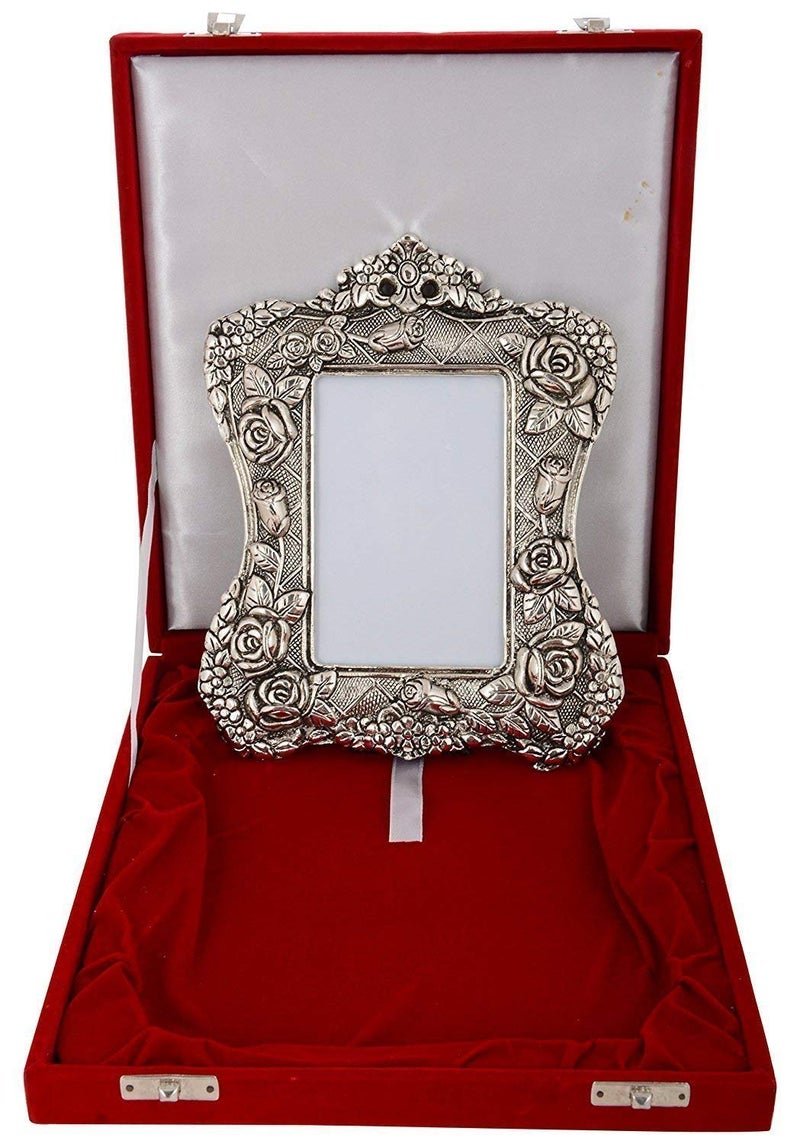 Lavanaya Silver® – Antique Silver Plated 5x7 Photo Frame with Velvet Gift Box | Elegant Keepsake for Wedding, Anniversary, Birthday & Rakhi - Image 1