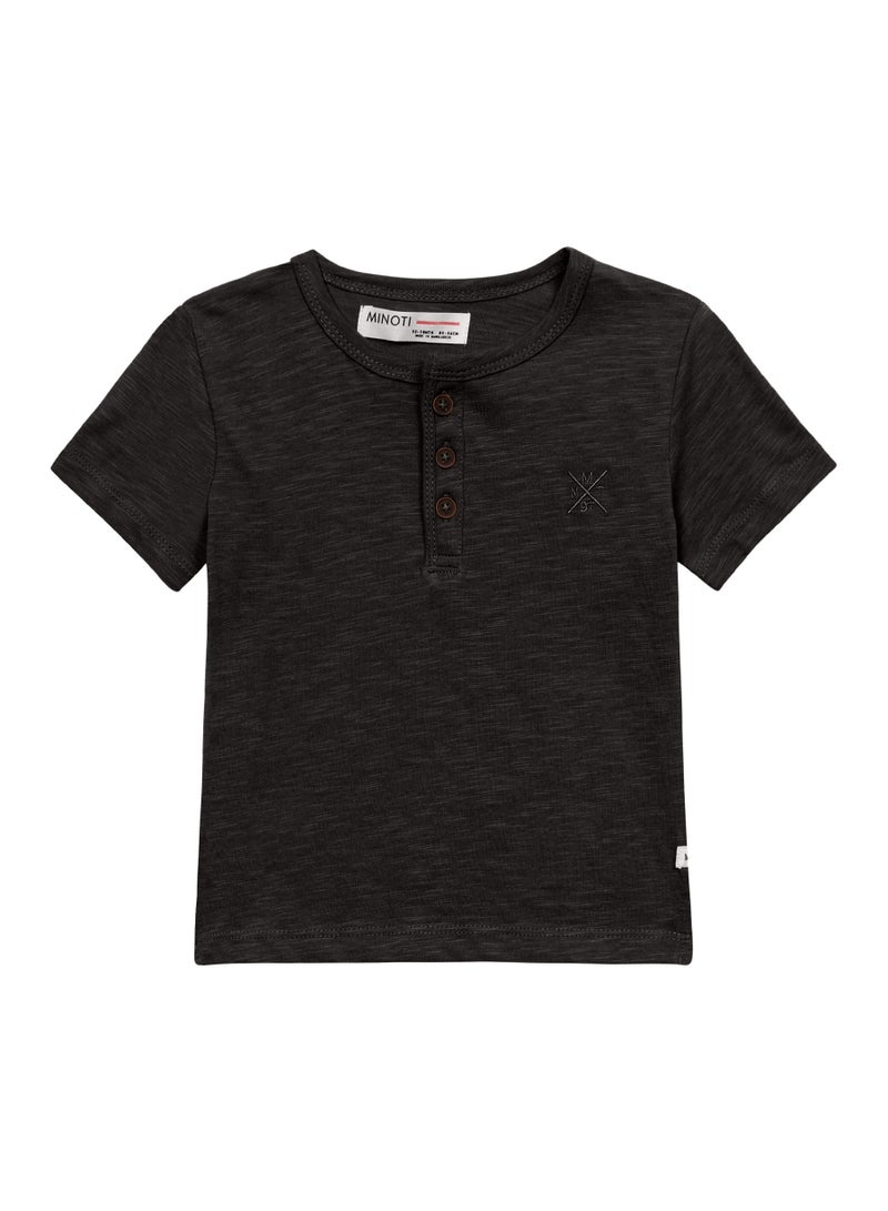 MINOTI Boys T-shirt with button placket grey - Image 1