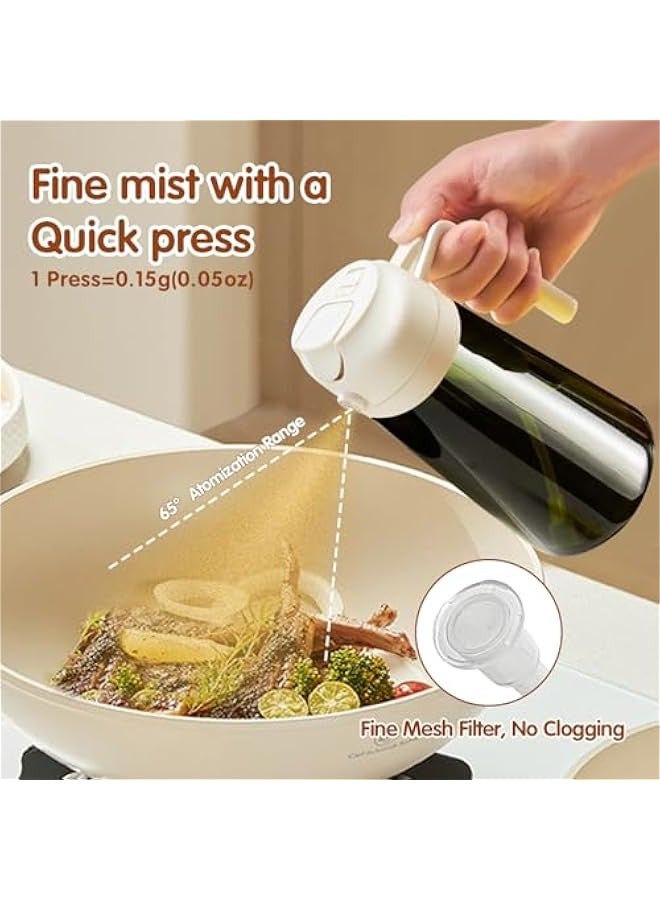 16oz/470ml Light-Blocking Dark Oil Sprayer for Cooking, 2 in 1 Olive Oil Dispenser Bottle for Kitchen, Premium Dark Green Glass Oil Bottle, Food-Grade Oil Mister for Air Fryer, BBQ (White) - Image 4