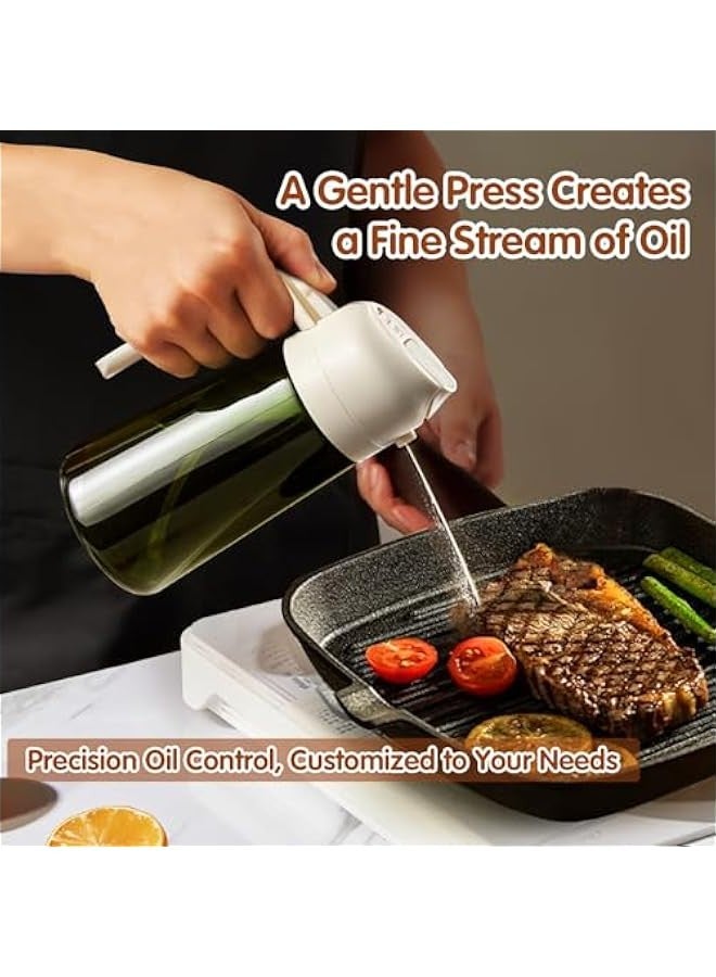 16oz/470ml Light-Blocking Dark Oil Sprayer for Cooking, 2 in 1 Olive Oil Dispenser Bottle for Kitchen, Premium Dark Green Glass Oil Bottle, Food-Grade Oil Mister for Air Fryer, BBQ (White) - Image 5