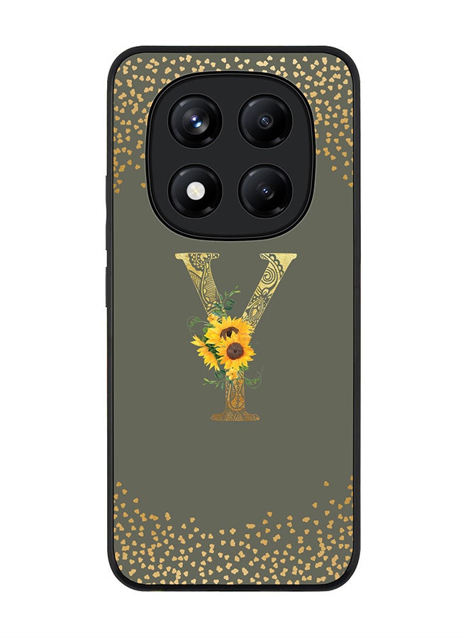 Stylizedd For Xiaomi Redmi Note 14 Pro 4G 4G Case,Slim fit Camera Protection, Shockproof Thin Phone cover  - Custom Floral Monogram - Y  (Olive Green ) - Image 1