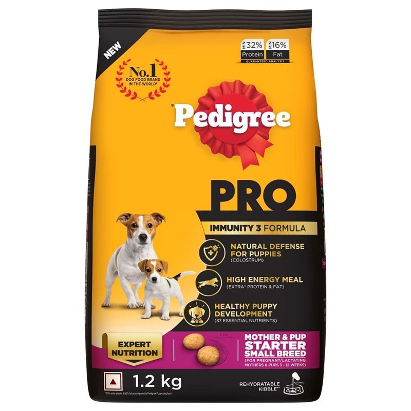 Pedigree بيدجري برو أم وجراء بداية سلالة صغيرة، 1.2 كجم طعام جاف للكلاب، علامة موثوقة من الأطباء البيطريين، تغذية متخصصة، بروتين عالي الجودة، 33% المزيد من العناصر الغذائية (3-12 أسبوع) - Image 1