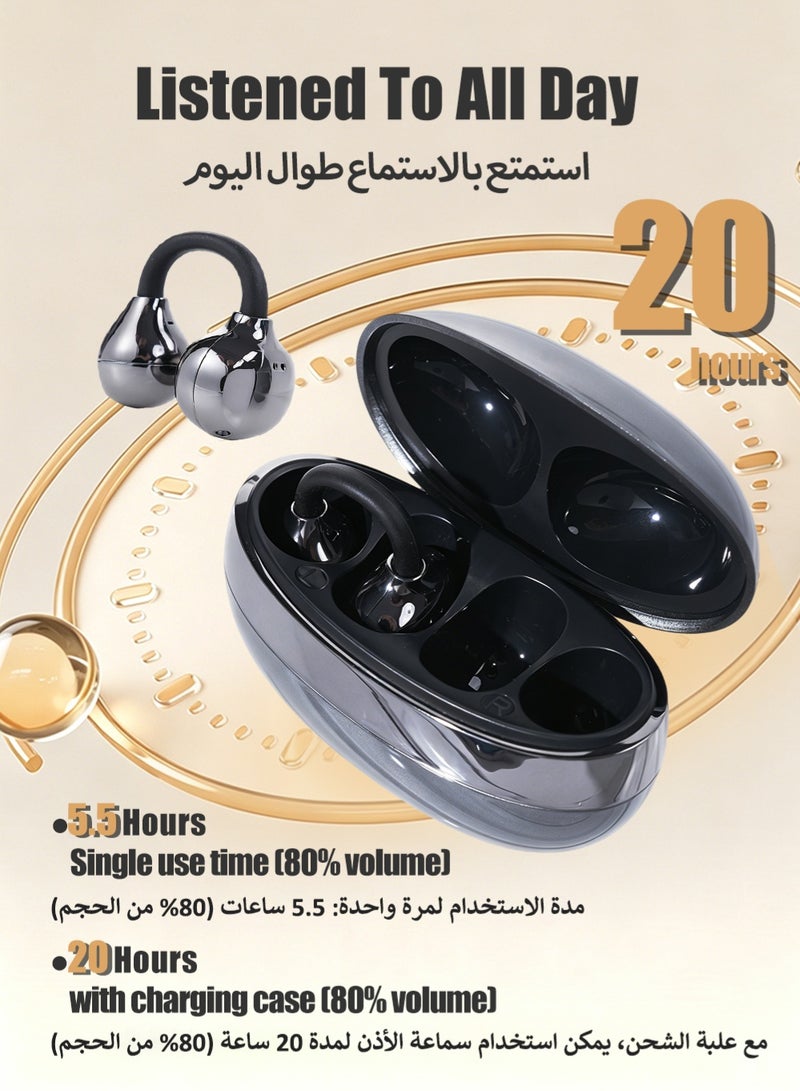 ISKU Open Ear Clip Headphones Wireless Bluetooth Earphones Bluetooth 6.0 OWS Earbuds ENC call TWS Headphones for Sports Travel Classes Work - Image 4