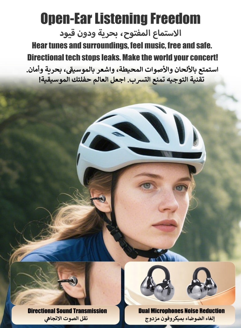 ISKU Open Ear Clip Headphones Wireless Bluetooth Earphones Bluetooth 6.0 OWS Earbuds ENC call TWS Headphones for Sports Travel Classes Work - Image 3