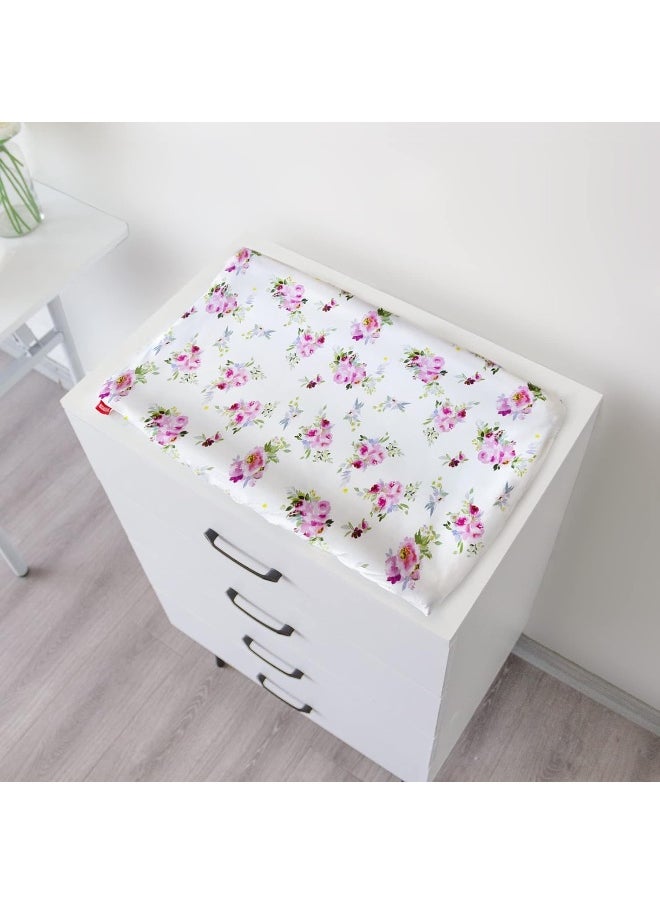 Moonsea Moonsea Changing Pad Cover for Girls 2 Pack, Lovely Print Soft Diaper Change Table Sheets, Fit 32"x16" Contoured Pad, Comfy Cozy 2-Pack Cradle Sheets, Floral  - Image 3