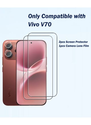 [2+1 Packs] for Vivo V70 Tempered Glass Screen Protector with Camera Lens Film, Including 2 Pack Front Glass and 1 Pack Camera Lens Film, 9H Hardness HD Clear Anti-Scratch Anti-Fingerprint Bubble-Free Case Friendly Screen Protector - view 2