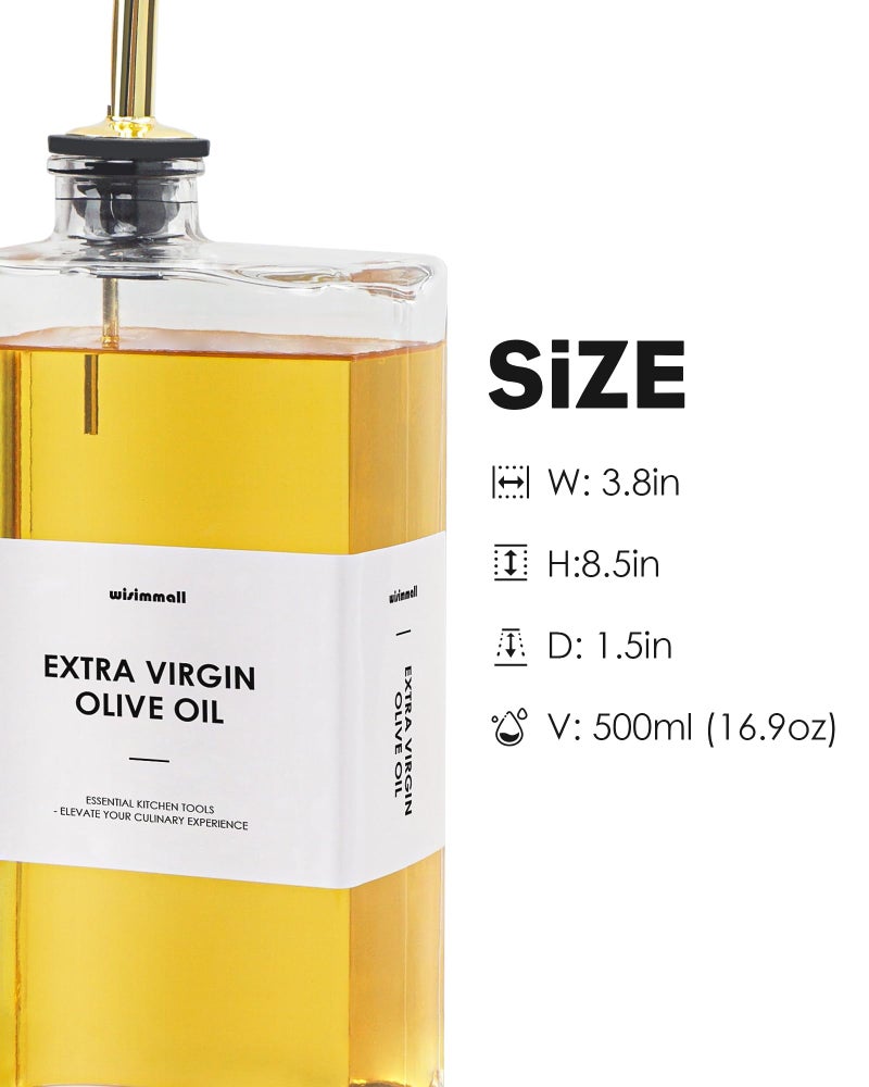 WISIMMALL Olive Oil Dispenser For Kitchen, Glass Oil Bottle 500ML Oil And Vinegar Dispenser Set Of 2, Cooking Oil Dispenser With 2 Stainless Steel Pourers & 44 Labels, Soy Sauce Dispenser, Coffee Syrup Bottles - Image 5