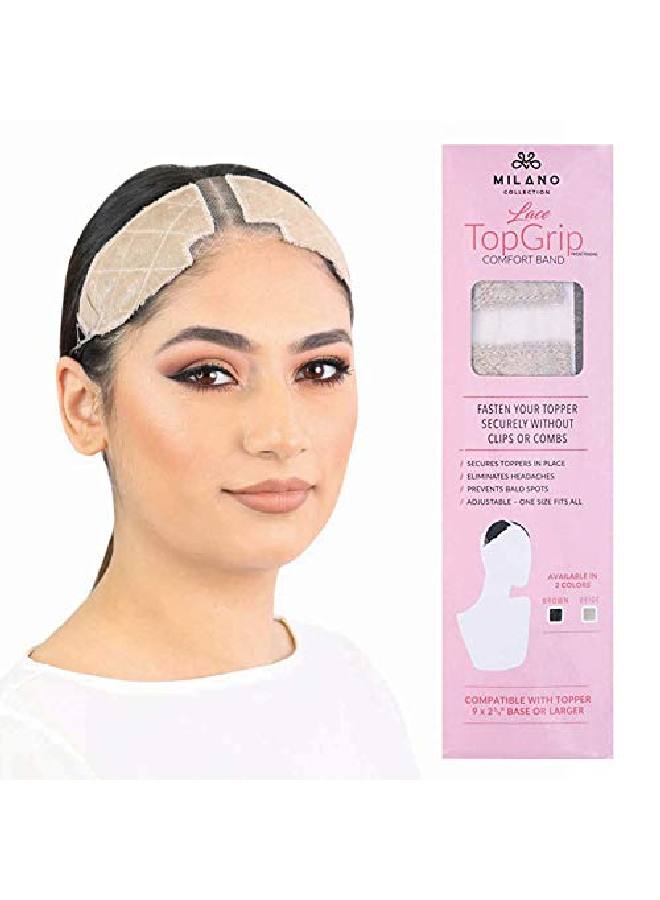 MILANO COLLECTION Lace Topgrip Noslip Band For Extra Large Topper & Wigs; Clipless Extrahold Secure Method Comfort Band (Patented) Beige - Image 2