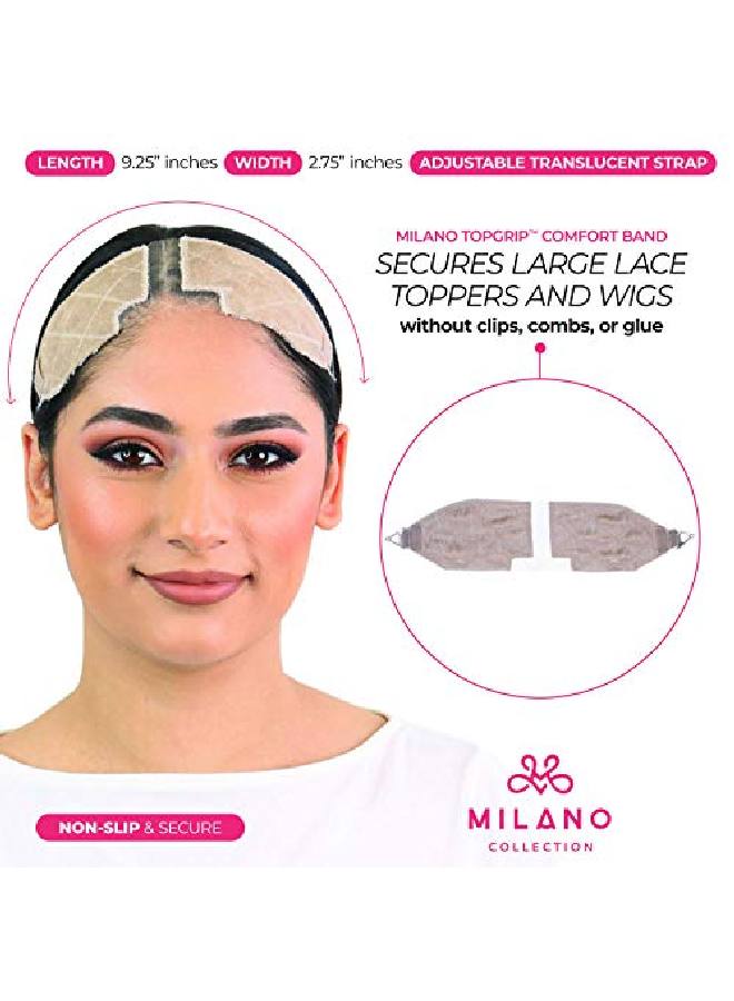 MILANO COLLECTION Lace Topgrip Noslip Band For Extra Large Topper & Wigs; Clipless Extrahold Secure Method Comfort Band (Patented) Beige - Image 3