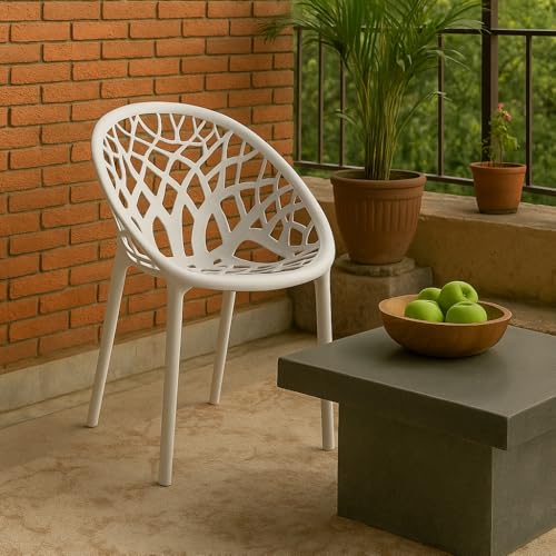 Cozy Corner Neelkamal Crystal PP Chair – Premium Durable Plastic Seating for Indoor & Outdoor Use – Ergonomic, Lightweight, Weather-Resistant, and Easy-to-Clean- Milky White, Set of 1 - Image 1