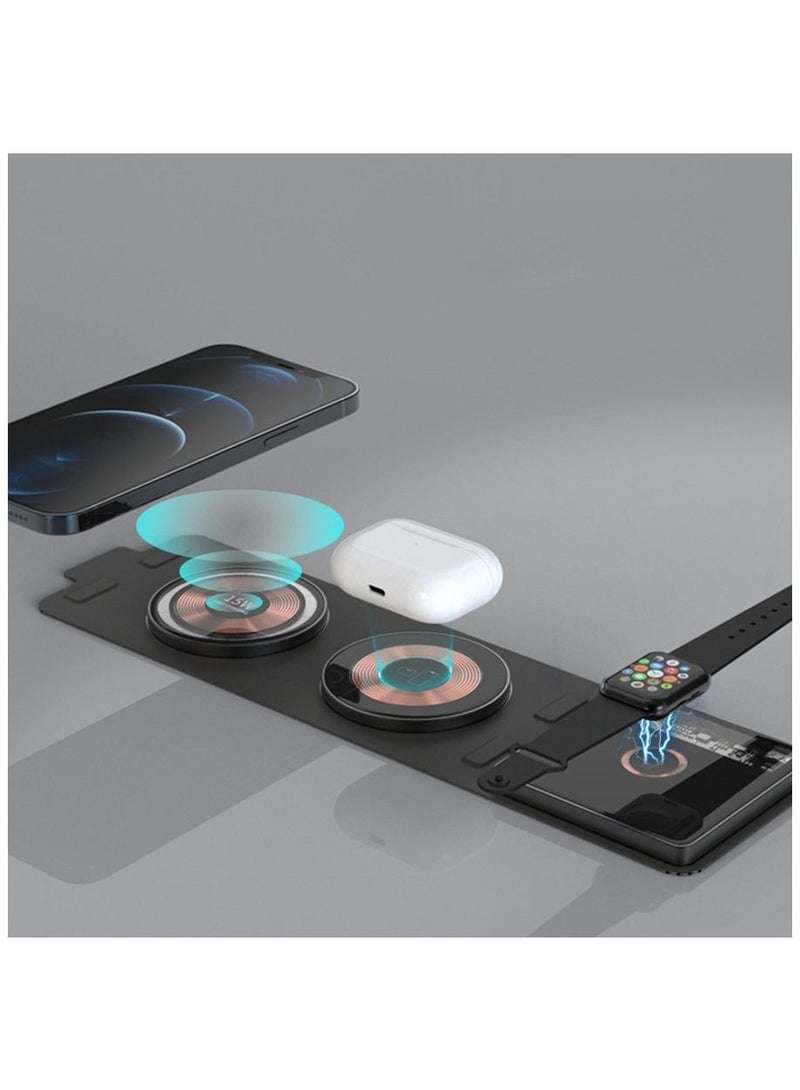 General Pocket-sized Foldable Magnetic Travel Wireless Charger 15w for iPhone 13/12/SE/11/XS/8 Samsung Galaxy Etc., Black  - Image 1