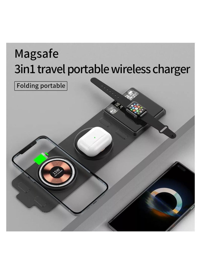General Pocket-sized Foldable Magnetic Travel Wireless Charger 15w for iPhone 13/12/SE/11/XS/8 Samsung Galaxy Etc., Black  - Image 2
