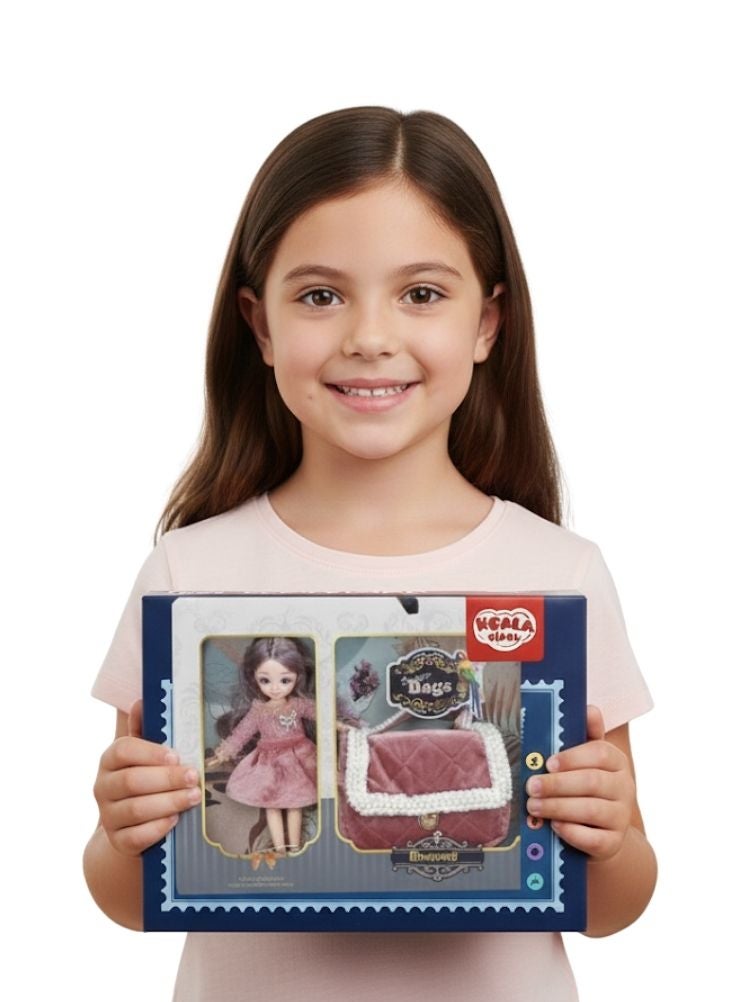 بريميم مجموعة دمية أزياء مع حقيبة يد بوتيك وردية – مجموعة هدايا أنيقة لدمية فتاة مع إكسسوارات - Image 2