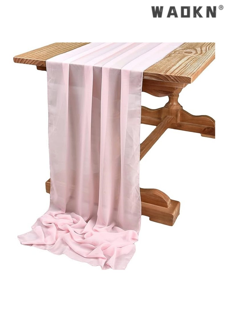 WAOKN 10ft White Chiffon Table Runner Wedding Table Runner,29x120 inches Gauze Table Runner,Rustic Sheer Table Decor for Romantic Bridal Shower, Baby Shower, Birthday Party Cake Table  - Image 1