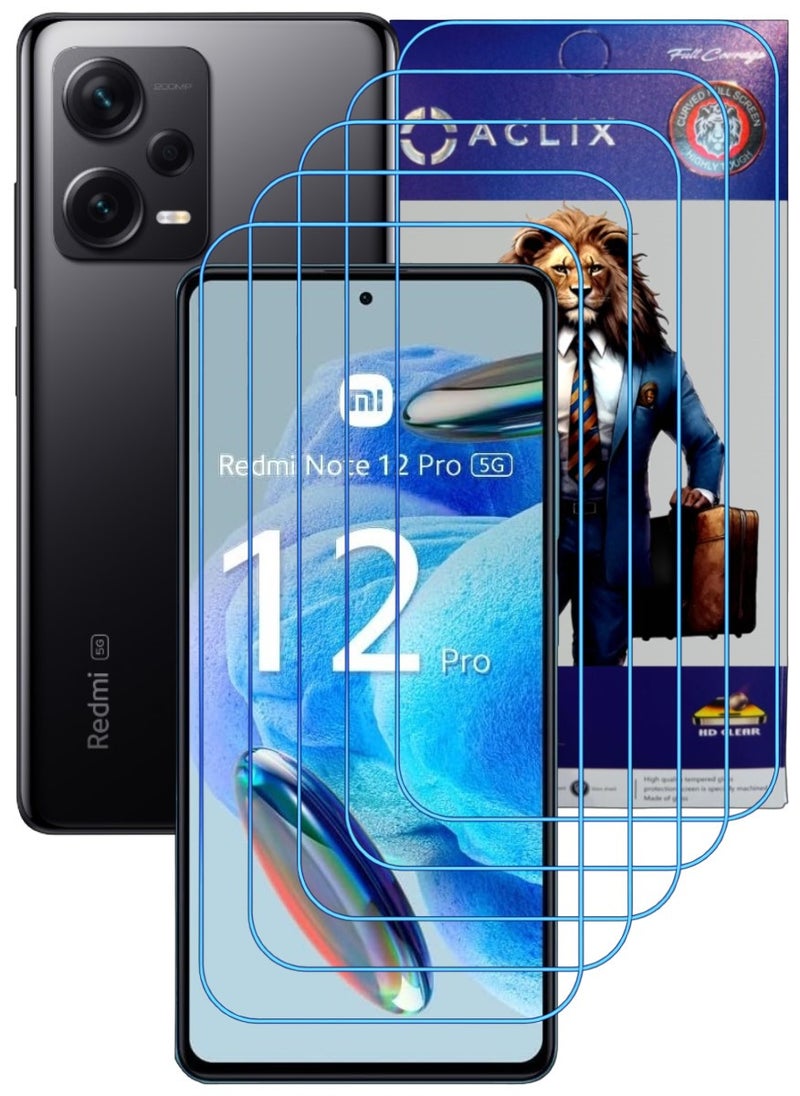 ACLIX 5 Pieces Antistatic ESD Dustproof Premium Quality High Definition Clear Tempered Glass Screen Protector Designed For Xiaomi Redmi Note 12  Pro - Image 1