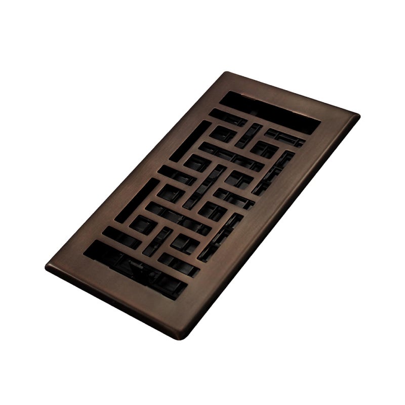 Decor Grates AJH408RB Oriental Floor Register 4x8 Inches Rubbed Bronze Finish