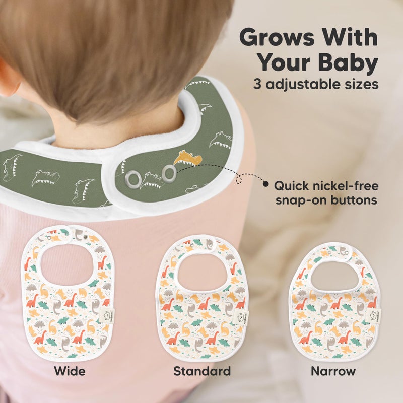 KeaBabies 8-Pack Organic Baby Bibs for Boys, Girls - Soft Cotton Drooling and Teething Bibs for Baby Girl & Boy, Extra Absorbent, Easy to Clean & Put On for Toddler, Newborn, Infant 0-24 Months (Mesozoic) - Image 4