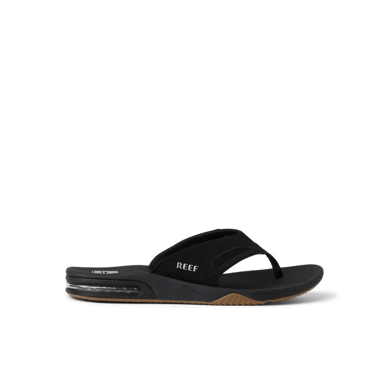 Reef REEF Fanning Men's Bottle Opener Flip Flop, Arch Support, Durable Outsole, Water Friendly, Black/Silver, 9  - Image 5