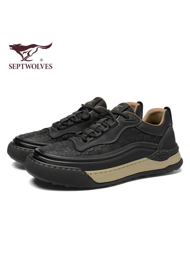 Septwolves Seven Wolves Official Men's Fashion Printed Sneakers Thick Sole Retro Casual Shoes Men W8343520625 Black 38 - Image 1