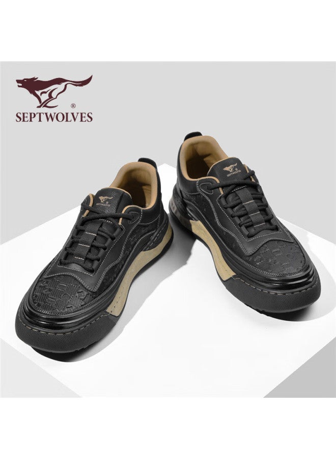 Septwolves Seven Wolves Official Men's Fashion Printed Sneakers Thick Sole Retro Casual Shoes Men W8343520625 Black 38 - Image 5