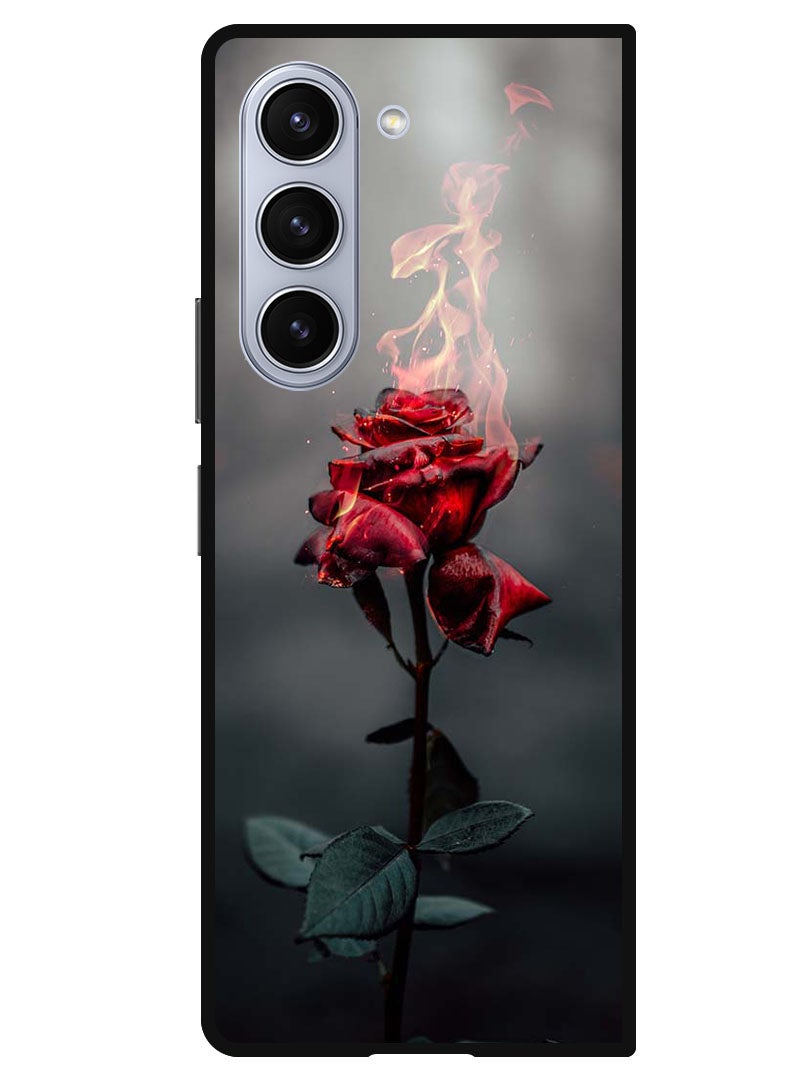 Theodor Protective Case Anti Scratch Shock Proof Bumper Cover For Samsung Galaxy Z Fold 5 Burning Red Rose - Image 1