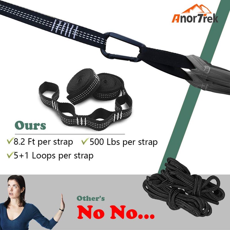 AnorTrek Camping Hammock with Mosquito Net, Double & Single Lightweight Portable Hammocks with Tree Straps, Parachute Hammock for Camping, Backpacking - Image 2