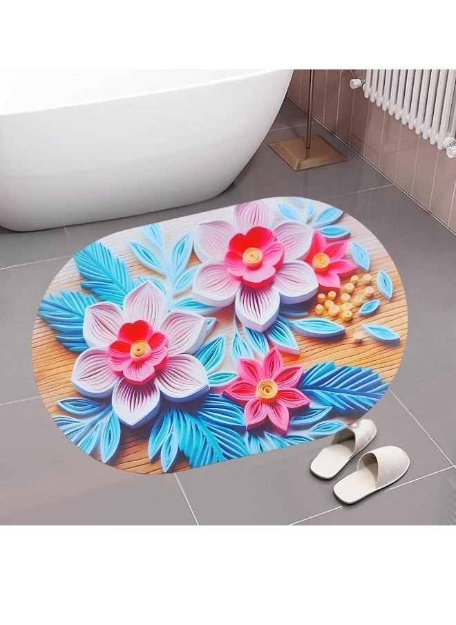FALMER Quick Drying Bathroom rubber round Mats Water Absorbent Door Mat for Home Water Absorbing Non-Slip Bathroom Floor mats  - Image 3