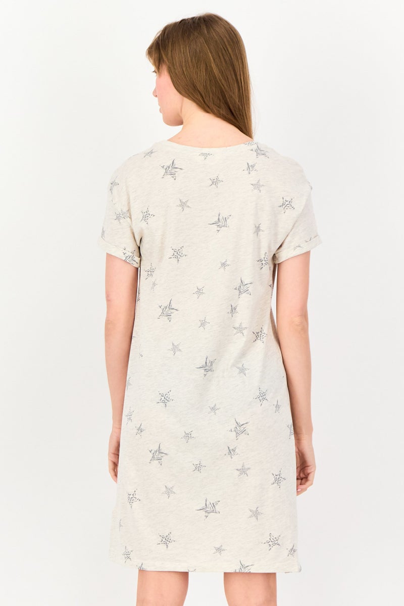 zivame Women Allover Print Short Sleeves Sleeping Dress, Multicolor - Image 3