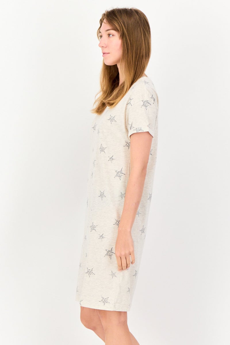 zivame Women Allover Print Short Sleeves Sleeping Dress, Multicolor - Image 2