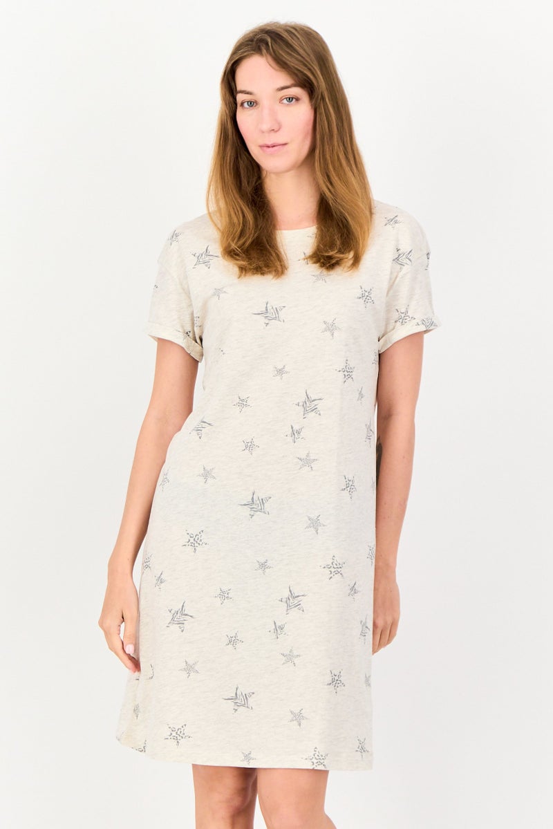 zivame Women Allover Print Short Sleeves Sleeping Dress, Multicolor - Image 1