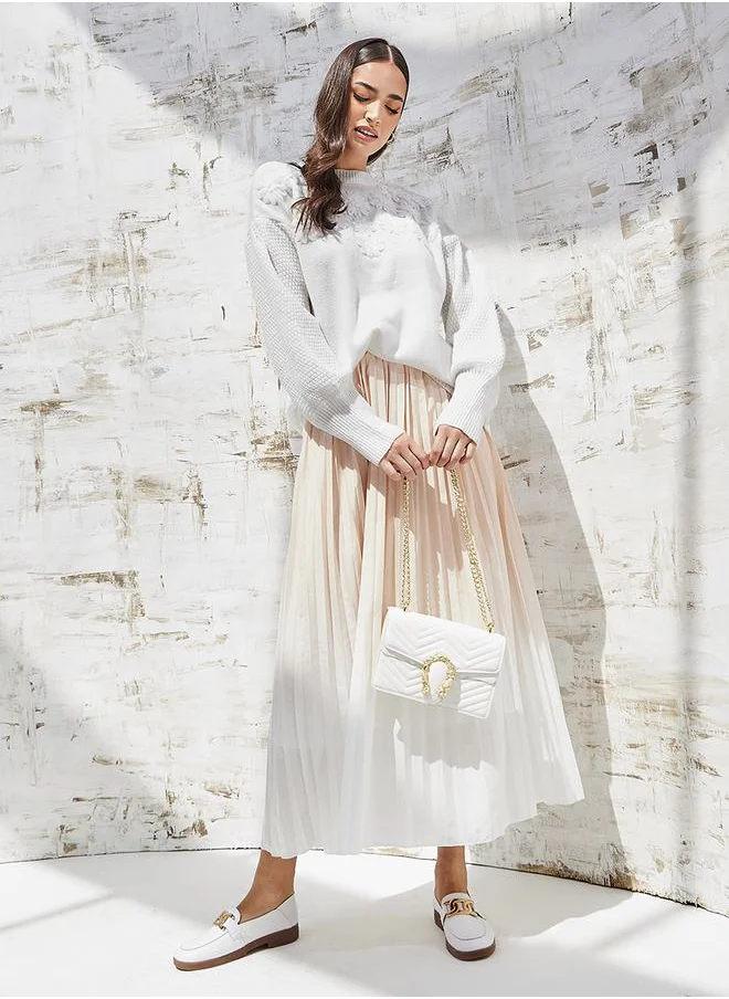 ستايلي Oversized Floral Embroidered Knit Sweater