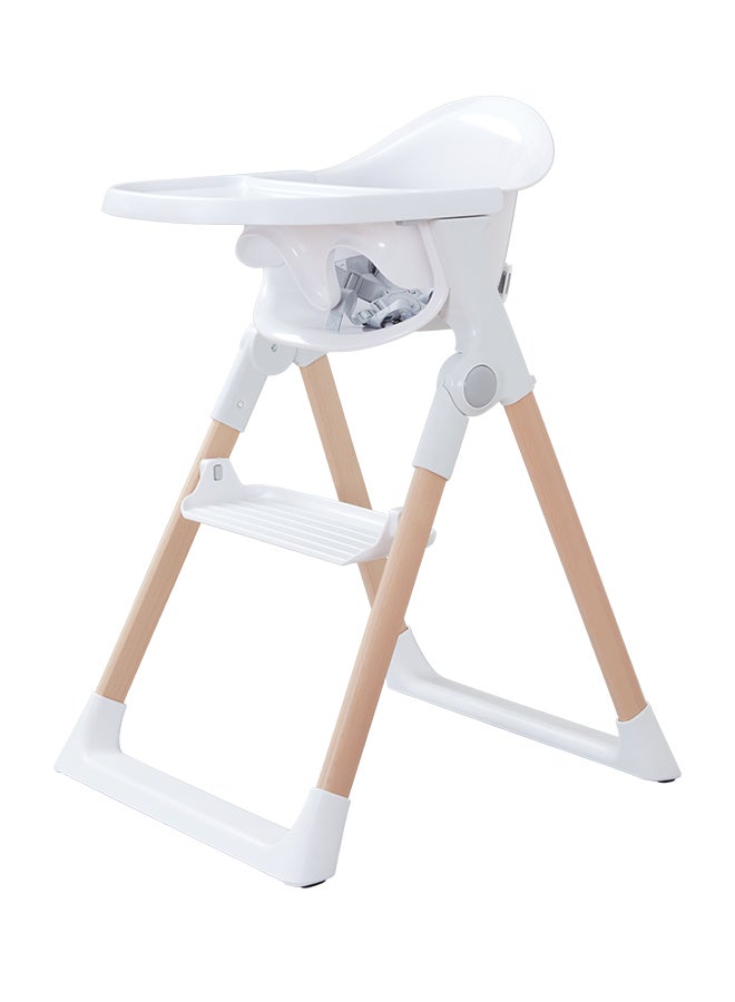 Munchkin Float Foldable Baby And Toddler High Chair  6-36 Months, White With Wooden Legs - Image 2