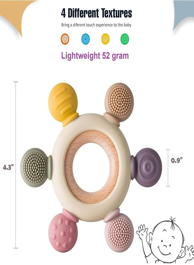 GREEVA Baby Teething Toys Silicone Teethers Bpa Free Wooden Teether Newborn Infant Toys Gifts Soft Silicone Infant Rattle for Mouth 2 in 1 Teething Toy for Babies 3 6 9 12 18 Months - Image 3