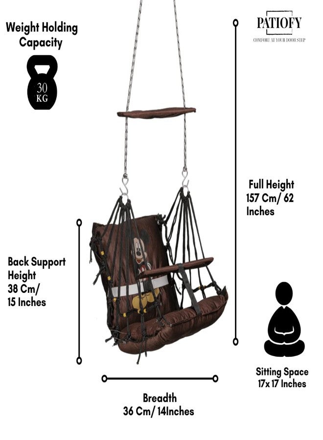 Patiofy Baby Swing | Hanging Swing for Kids | Jhula for Baby | Suitable for Indoor and Outdoor | Weight Capacity 10-15 Kg | Portable| Age Group 4-8 Years (Brown) - Image 3