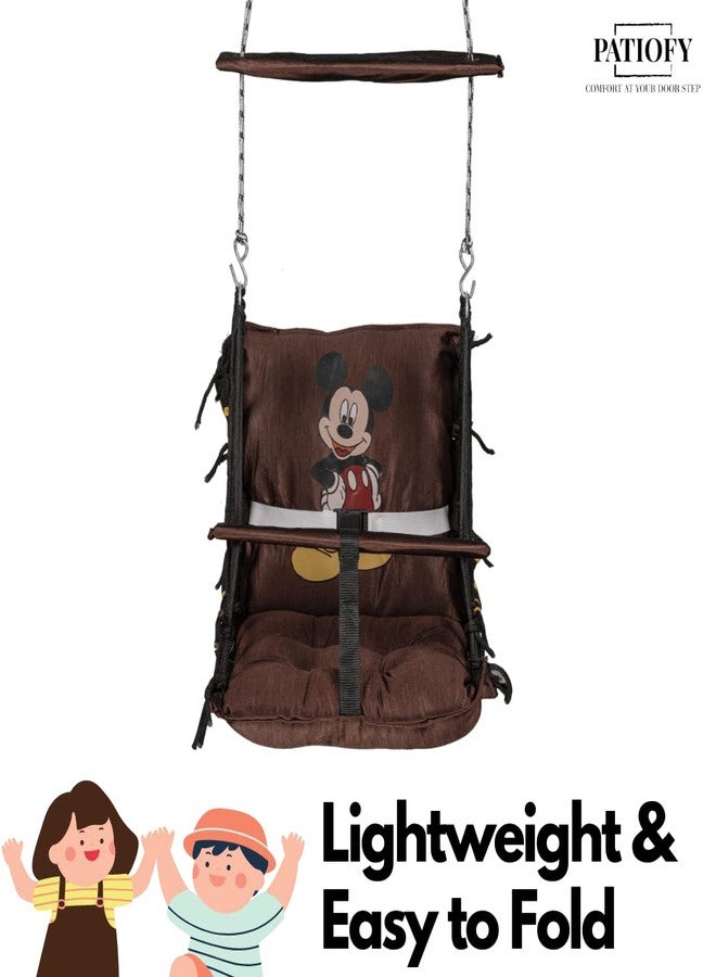 Patiofy Baby Swing | Hanging Swing for Kids | Jhula for Baby | Suitable for Indoor and Outdoor | Weight Capacity 10-15 Kg | Portable| Age Group 4-8 Years (Brown) - Image 2