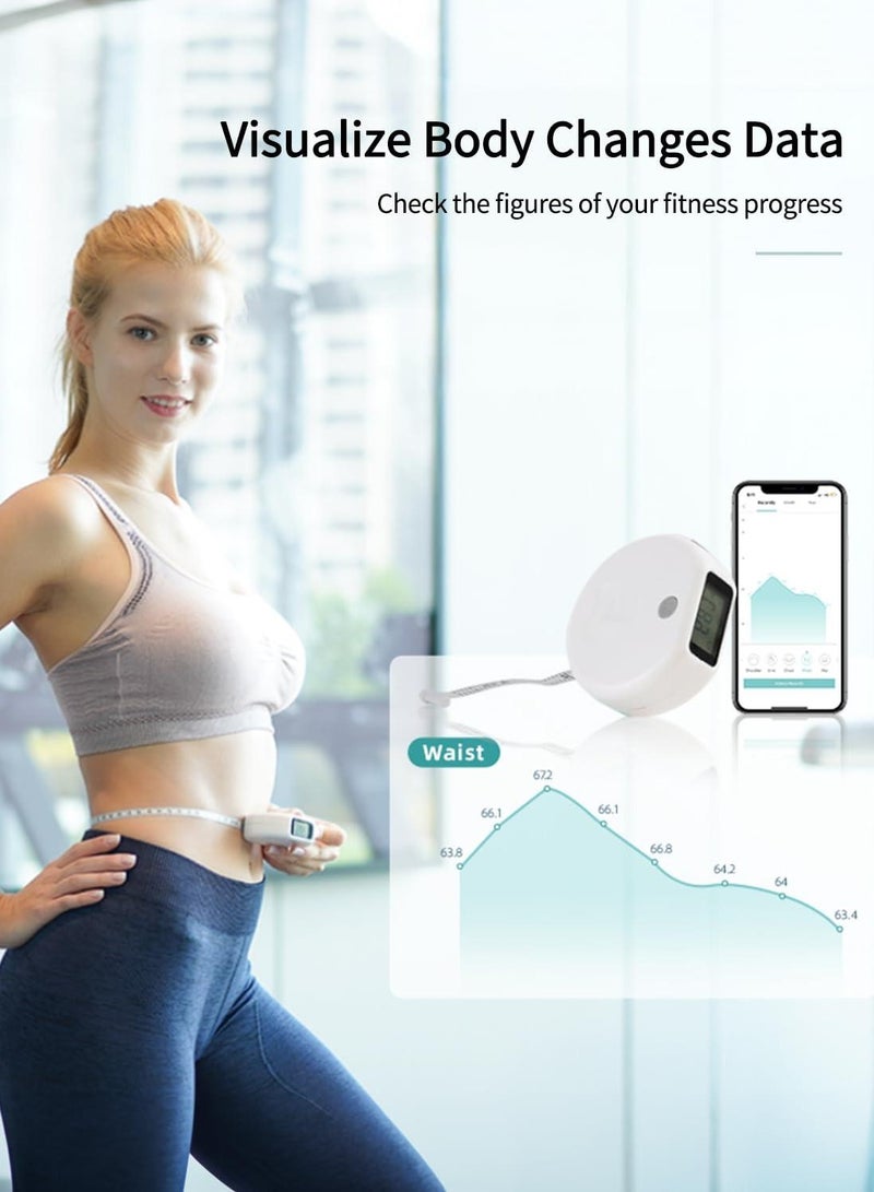 Excefore Smart Body Tape Measure, SUN & LION Accurate Body Fat Measure, Digital LCD Monitor Display, Body Measurement Tape with Bluetooth for Fitness Man & Woman, Data Syn, Lock Pin (inch & cm) - Image 2