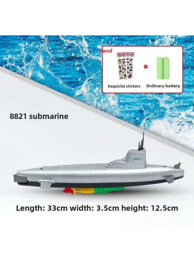 Electric Submarine Toy Children's Water Bathing Toy Boat Model Non-remote Control For Boys Special Olympics-Colour:8821 Submarine✓-Specification:Rechargeable Version (rechargeable Battery + Charger)✓  - Image 1