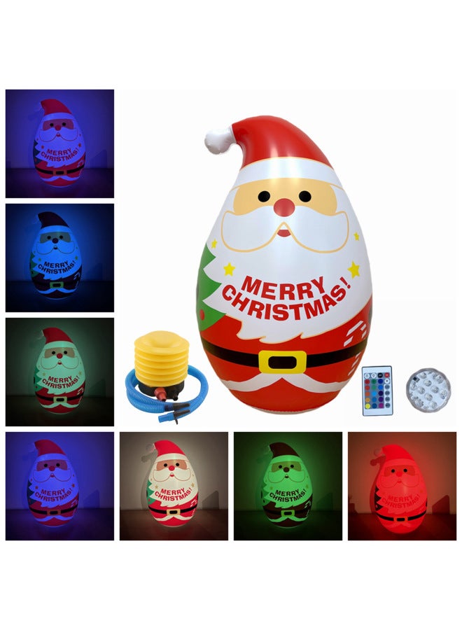 Loquat Cross Border Snowman Santa Claus Toy Tumbler  Pumpkin Man Party Decoration Gas Model-Color:Luminous Santa Claus Tumbler A Plus Foot Pump - Image 1