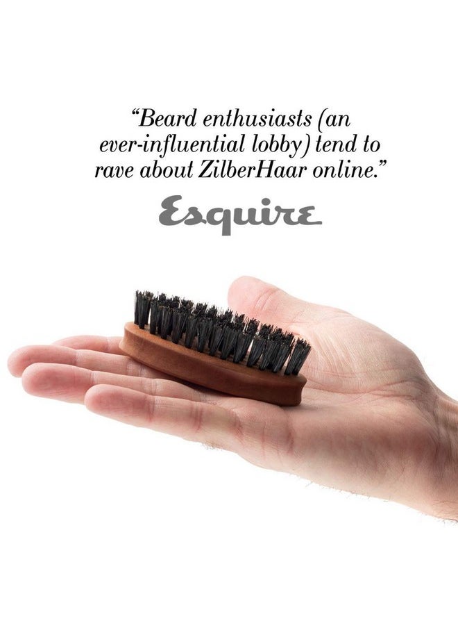 ZilberHaar Pocket Mustache And Beard Brush - Stiff Boar Bristles Small Brush - Perfect Beard Grooming Tool - Relieves Beard Itch - Short And Medium - Made In Germany 
