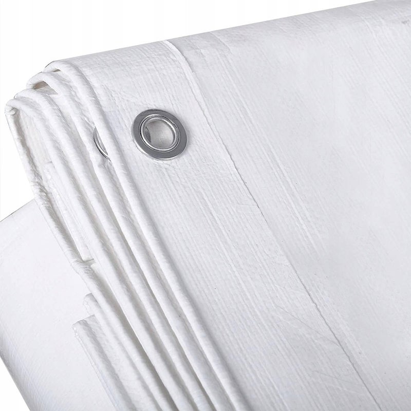 Premsons Tarpaulin 120 GSM Thick Waterproof UV Resistant Heavy Duty Sheet Rot Rip Tear Proof Tadpatri with Grommets Reinforced Edges Poly Tarp Cover Rain Roof Shed Protection 6 x 6 ft White - Image 1