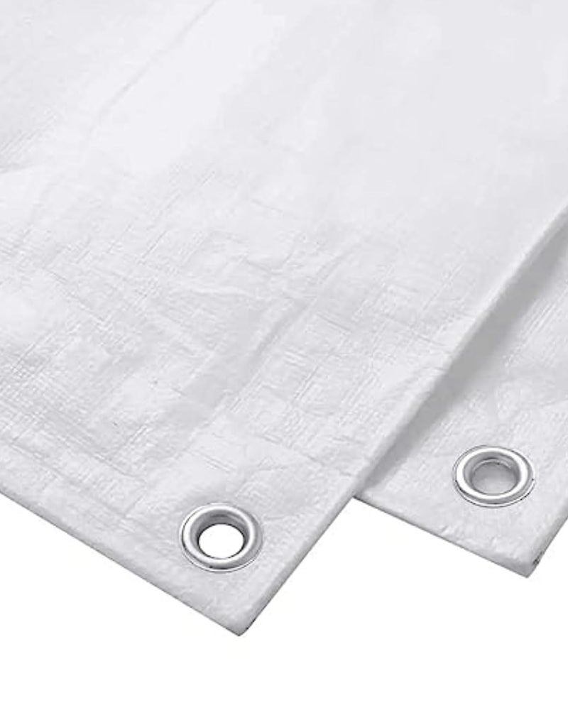 Premsons Tarpaulin 120 GSM Thick Waterproof UV Resistant Heavy Duty Sheet Rot Rip Tear Proof Tadpatri with Grommets Reinforced Edges Poly Tarp Cover Rain Roof Shed Protection 6 x 6 ft White - Image 2